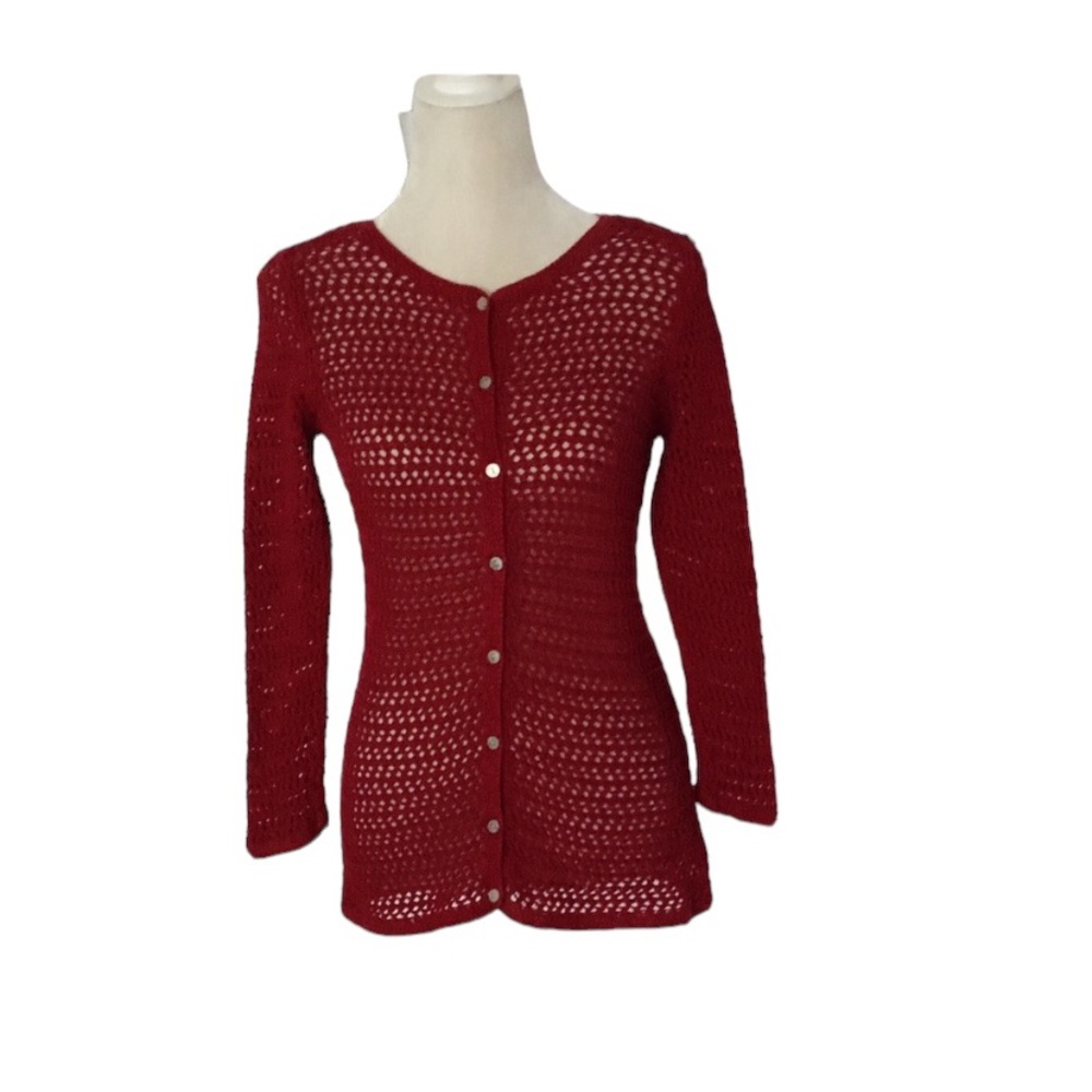 Eddie Bauer Open Knit Button Down Cardigan Size Medium